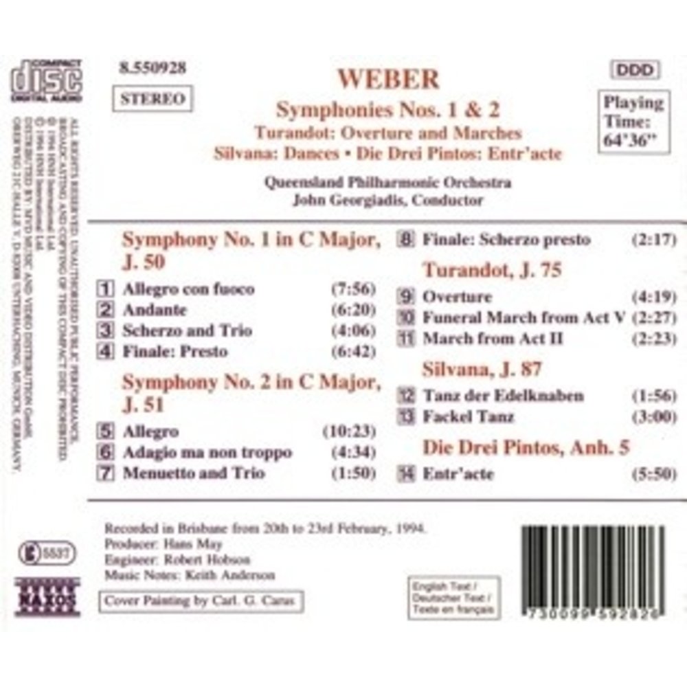 Naxos Weber: Symphonies 1 & 2 Etc.