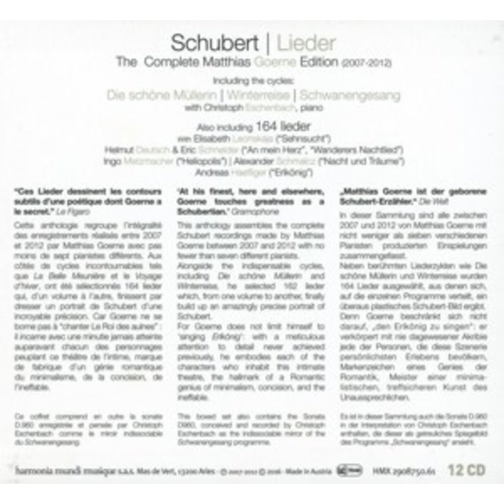 Harmonia Mundi Schubert: The Complete Lieder
