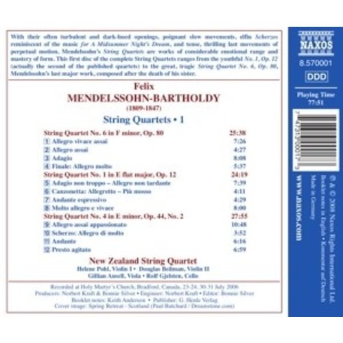 Naxos Mendelssohn: String Quartets 1