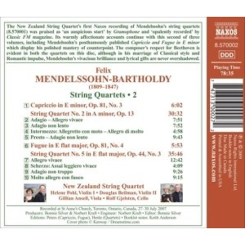 Naxos Mendelssohn: String Quartets 2