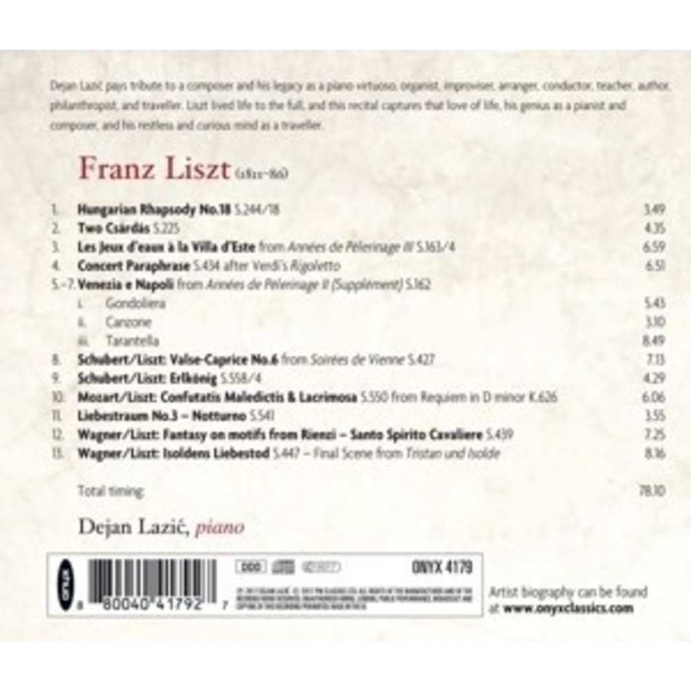 ONYX CLASSICS Life Love & Afterlife A Liszt Recit