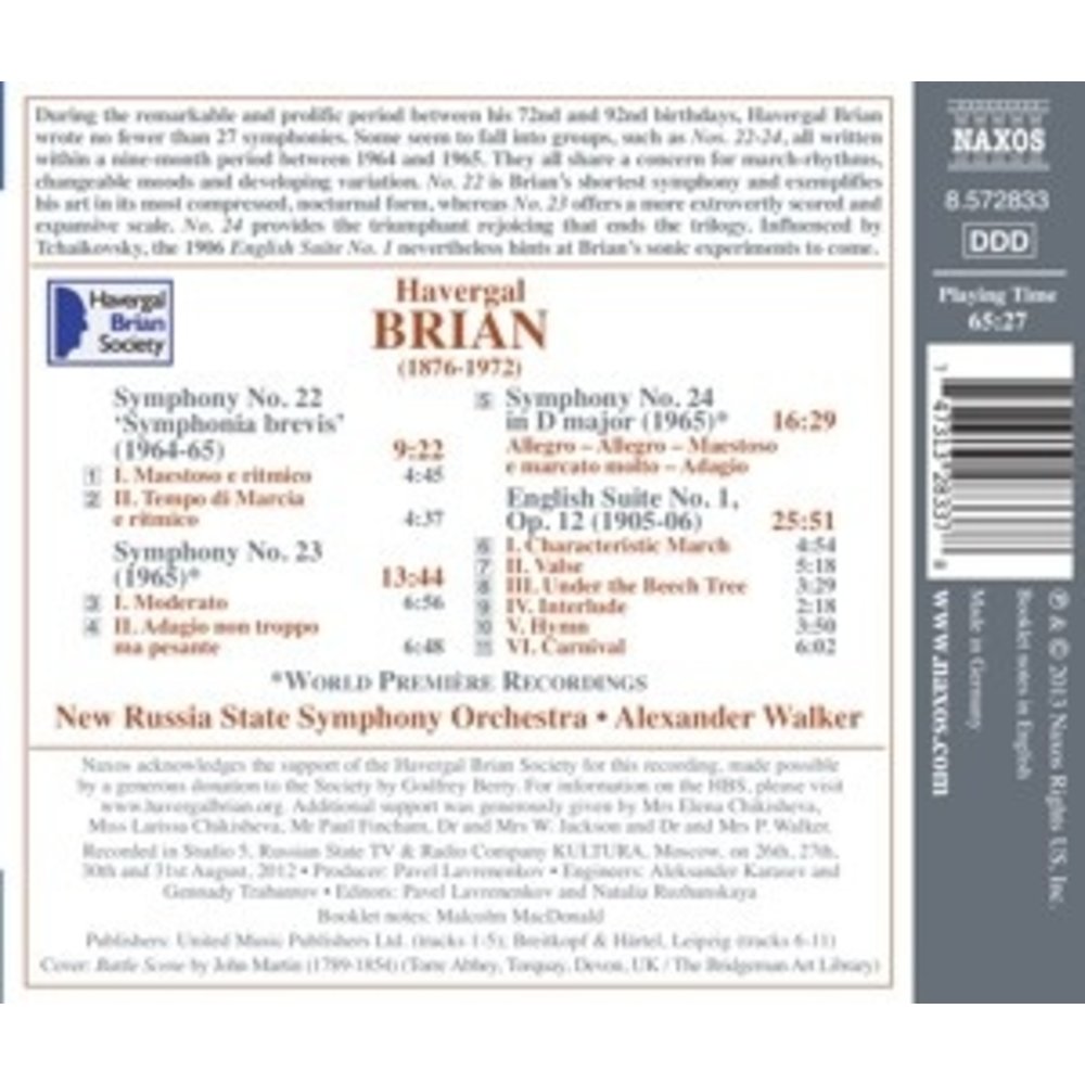 Naxos Brian: Symphonies 22-24
