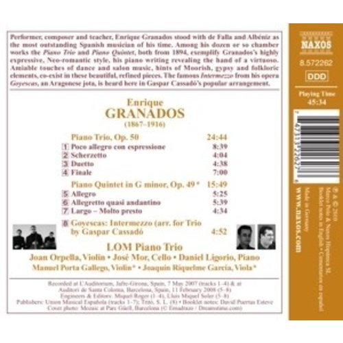 Naxos Granados: Piano Trio/ Piano 5Tet