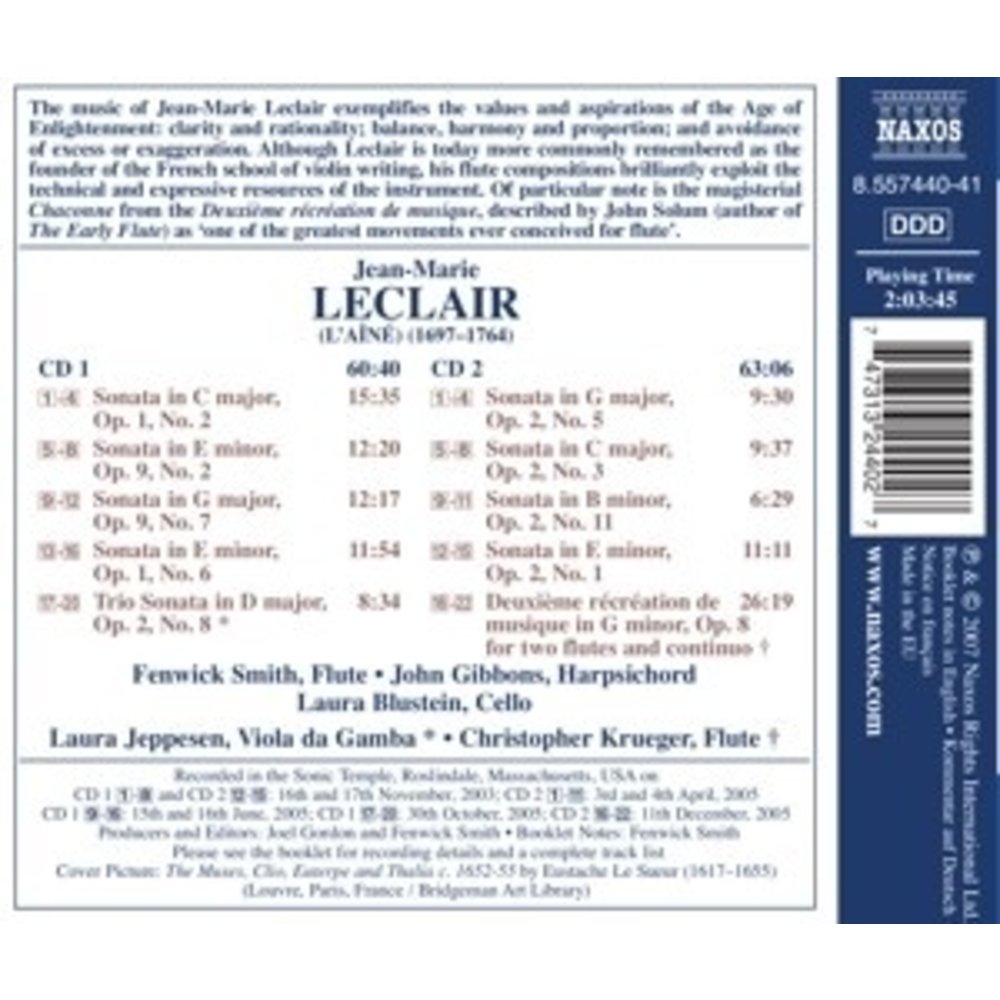 Naxos Leclair: Sonatas For Flute And B.c.