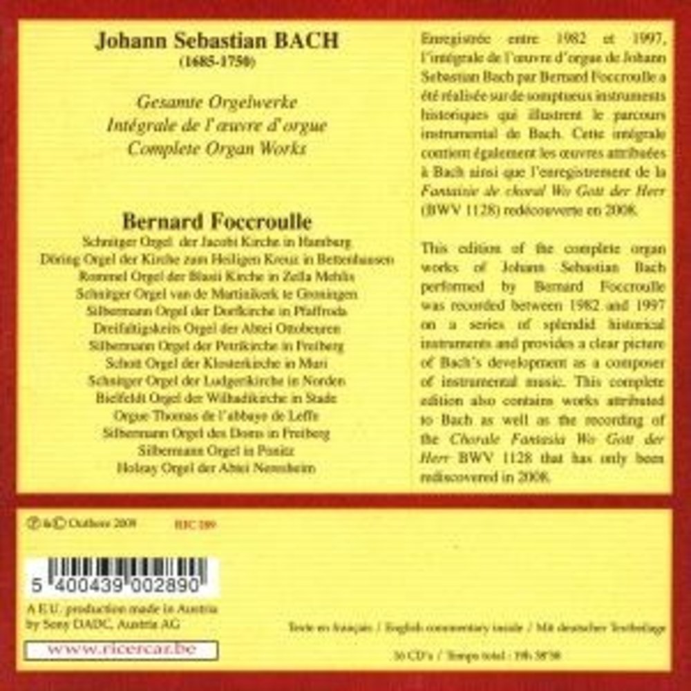 Ricercar Integrale De L'oeuvre D'orgue