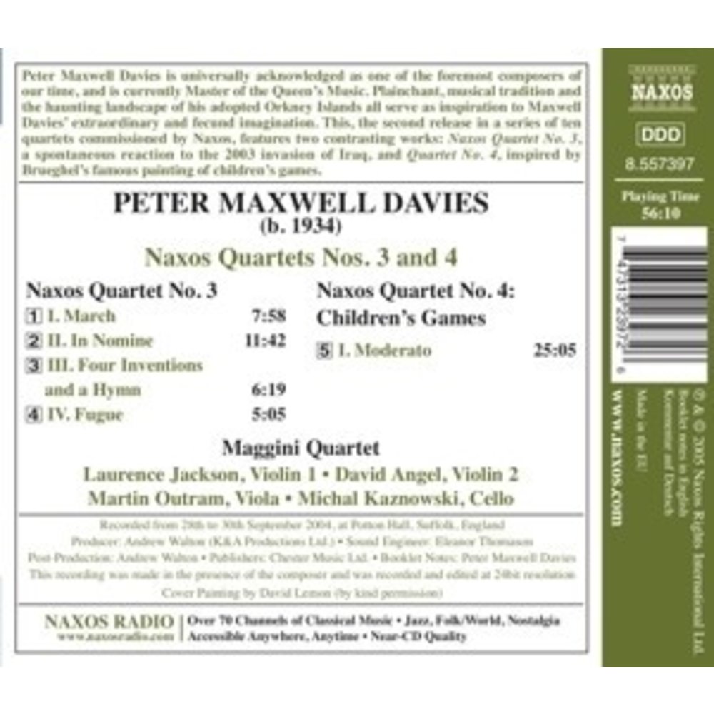 Naxos Maxwell Davies: Naxos Quartets
