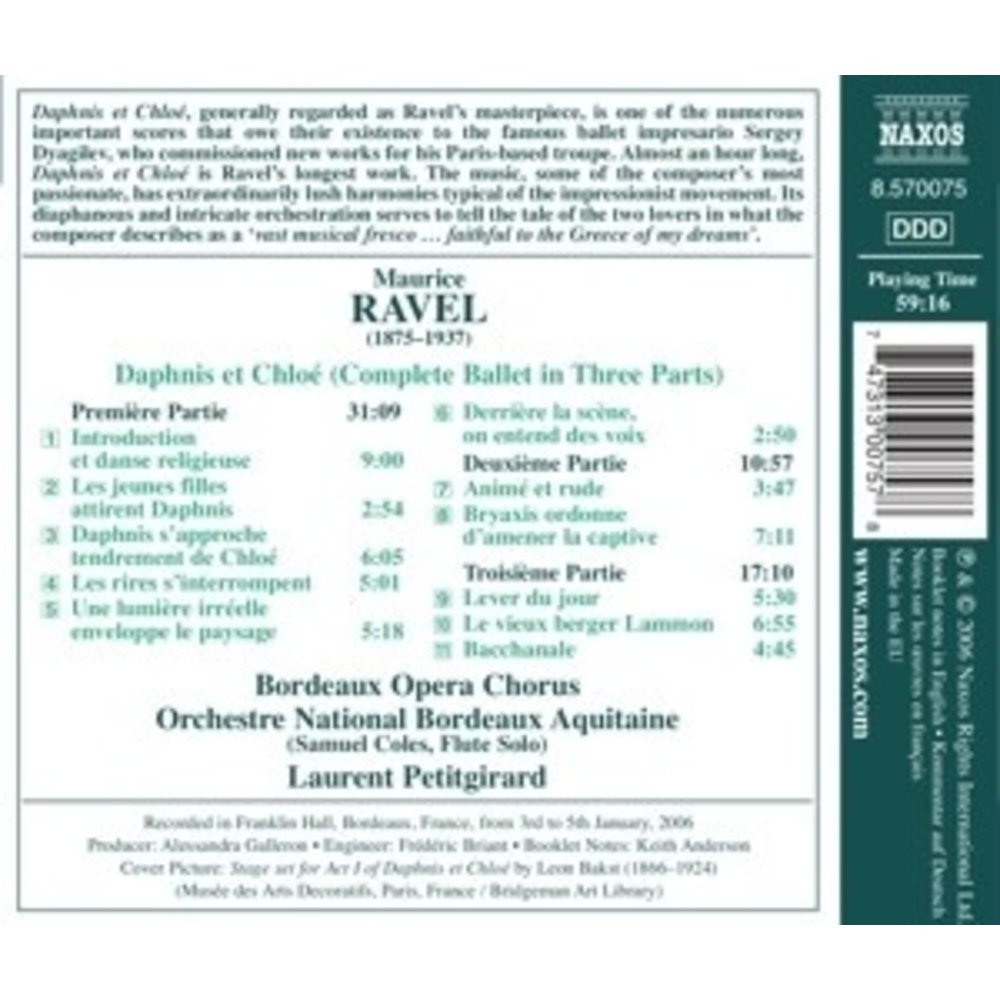 Naxos Ravel: Daphnis Et Chloe (Compl