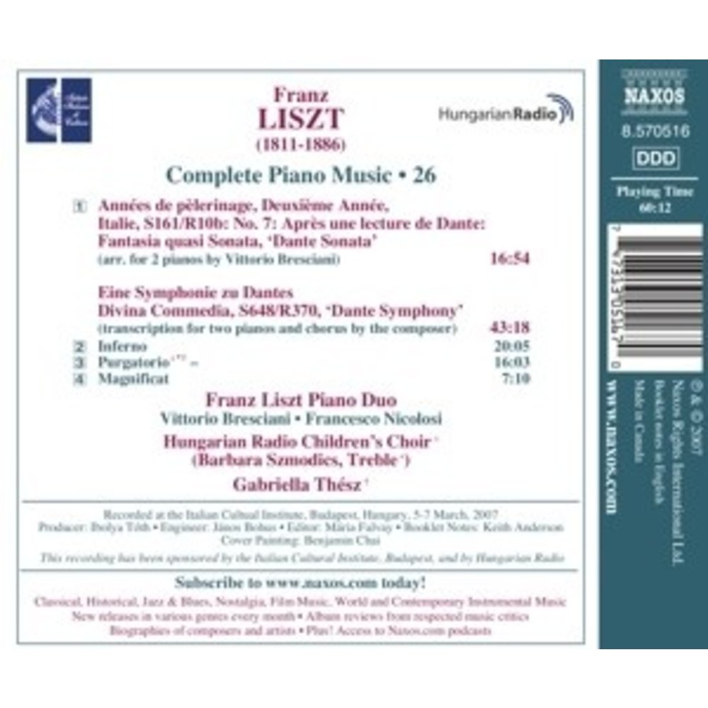 Naxos Liszt Edition Vol. 26: Dante Symph.