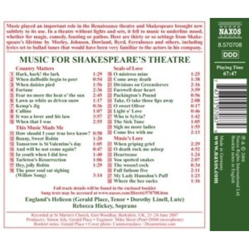 Naxos Music For Shakespeare S Theatre