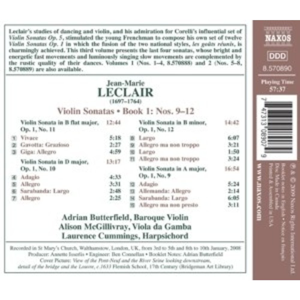 Naxos Leclair: Violin Sonatas Book 1,9-12
