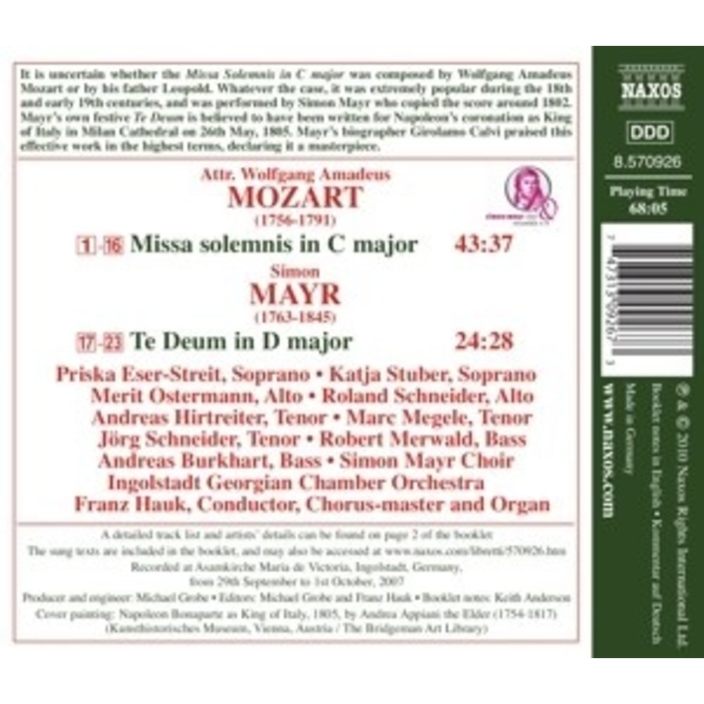 Naxos Mayr: Te Deum / Mozart
