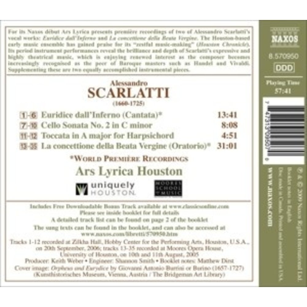 Naxos A.scarlatti: Euridice Dall Inferno
