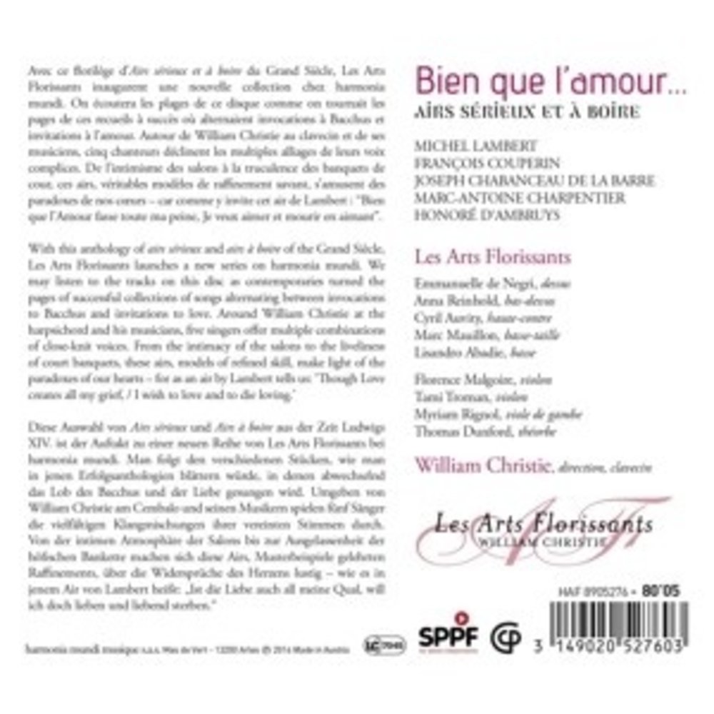 Harmonia Mundi Bien Que l'Amour:  Airs Serieux et à Boire Vol.1