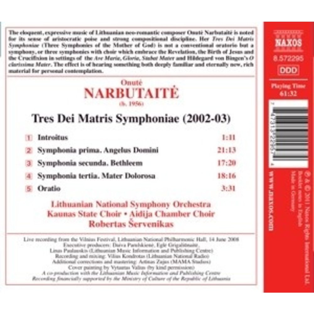 Naxos Narbutaite: Tres Dei Matris Sym.