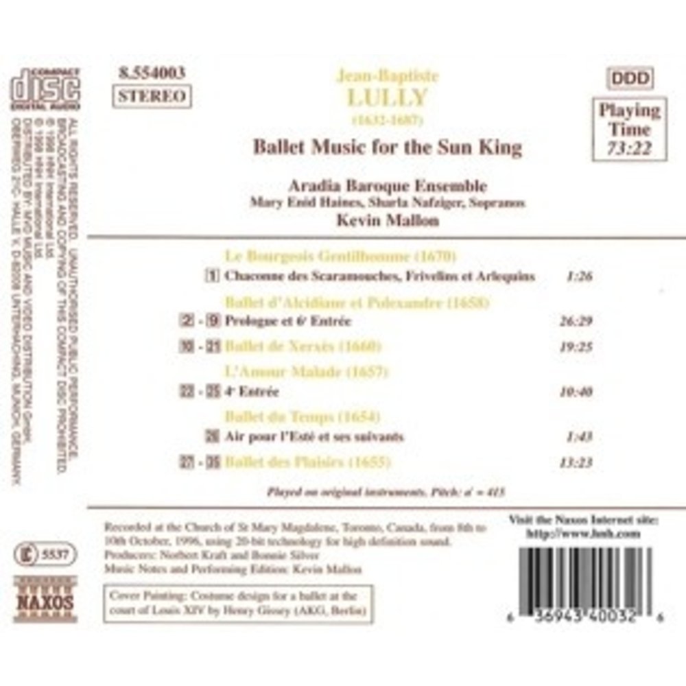 Naxos Lully: Ballet Music For The Su