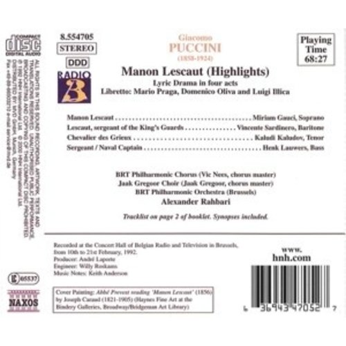 Naxos Puccini:manon Lescaut Highligh