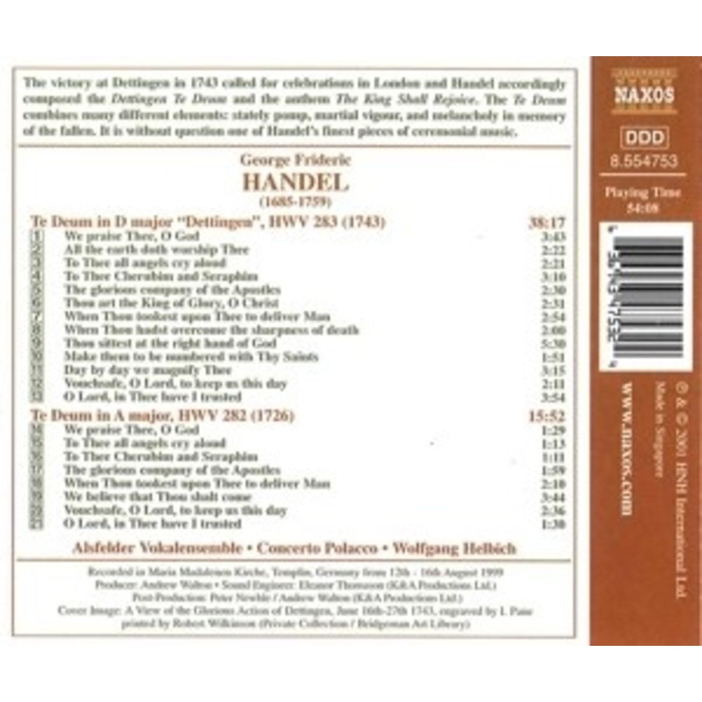 Naxos Handel:dettingen Te Deum