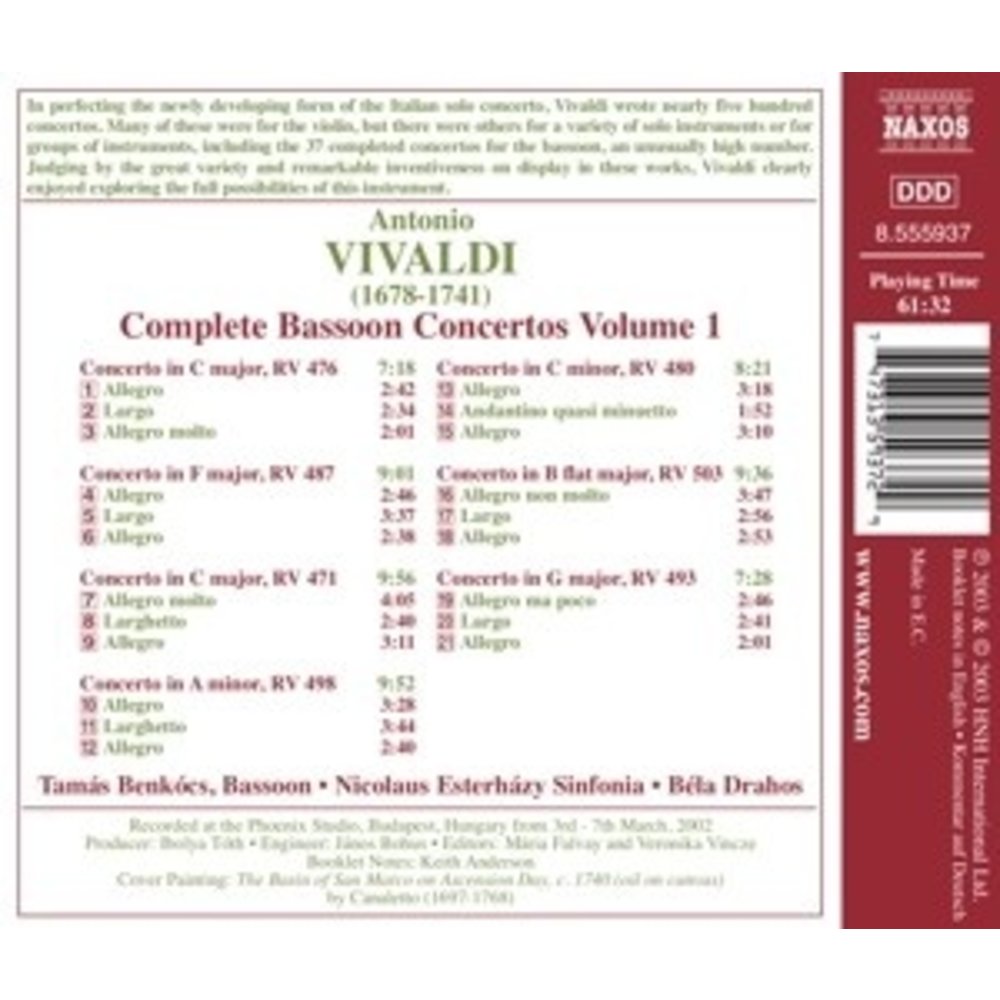Naxos Vivaldi:complete Bassoon Con.1