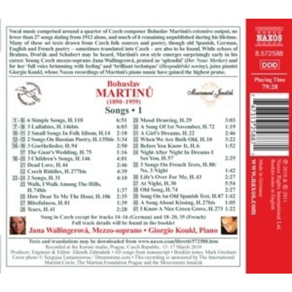 Naxos Martinu: Songs Vol.1