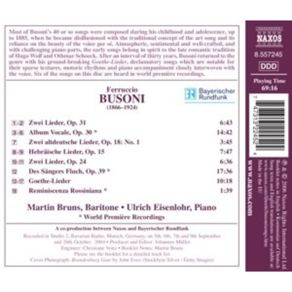 Naxos Busoni: Songs