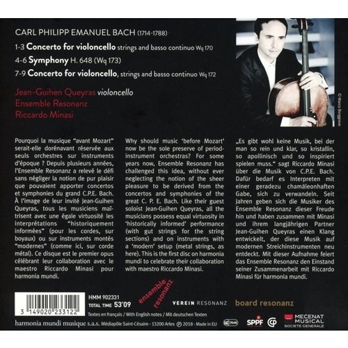 Harmonia Mundi C.p.e. Bach Cello Concerto & Sympho