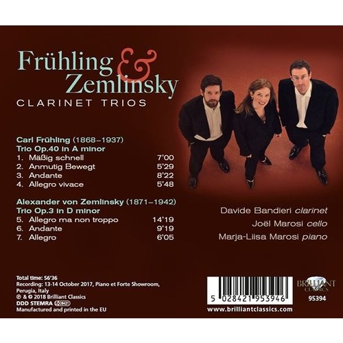 Brilliant Classics FRÃœHLING & ZEMLINSKY: Clarinet Trios