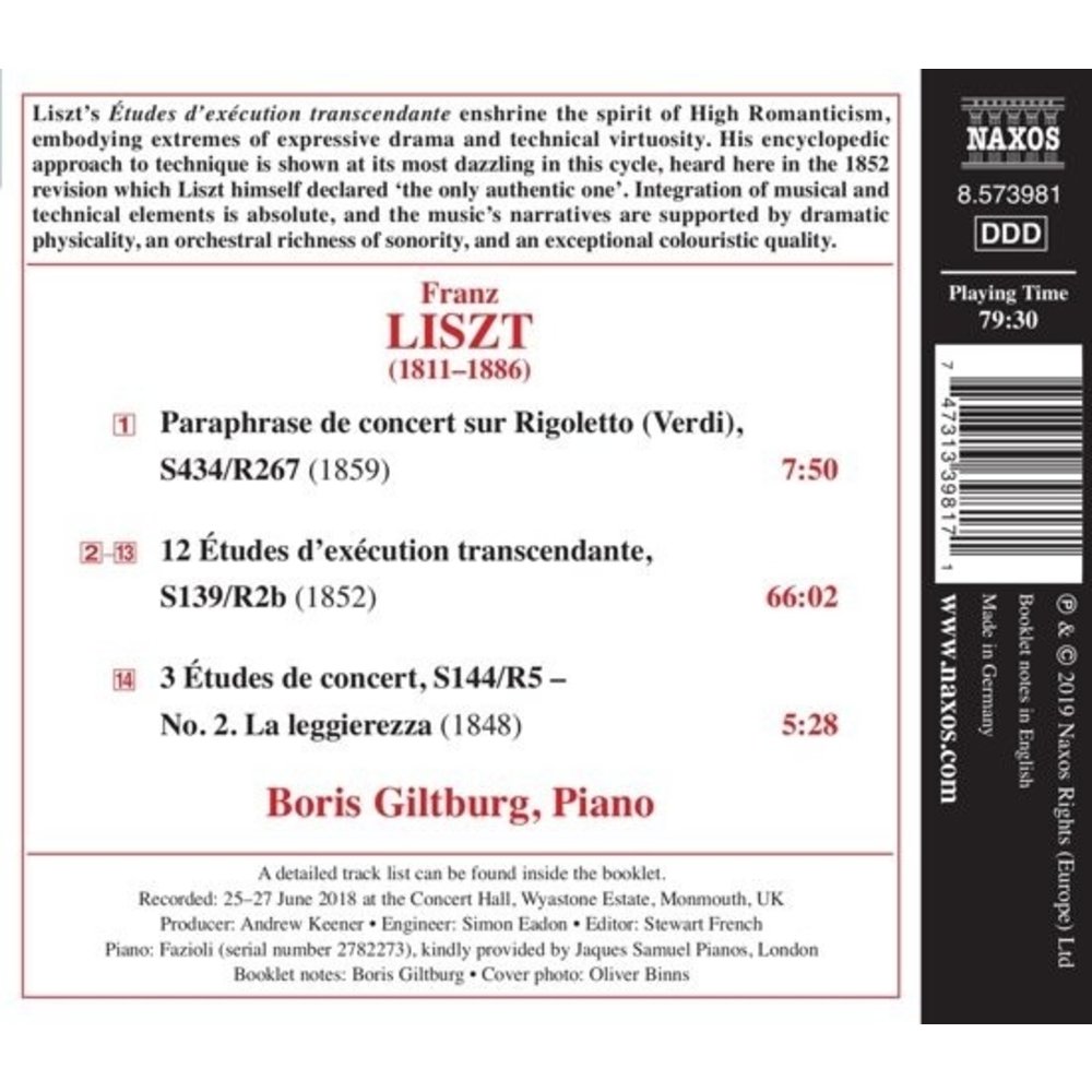 Naxos Liszt: Etudes D'execution Transcendante