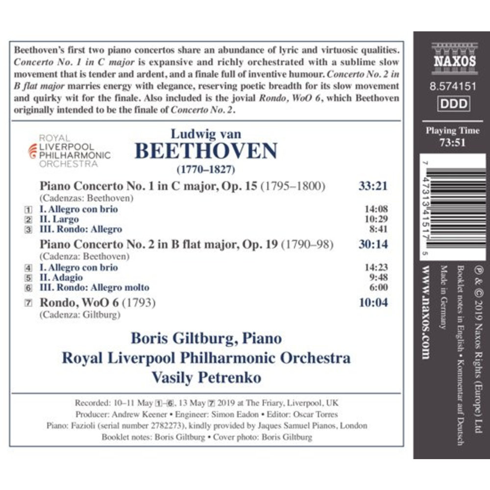 Naxos Beethoven: Piano Concertos Nos. 1 and 2 - Rondo, Woo 6