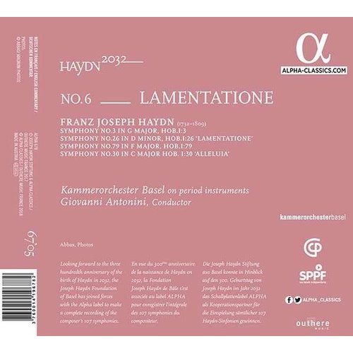 ALPHA Haydn 2032 Vol 6 Lamentatione Symph N. 26 Lamentat
