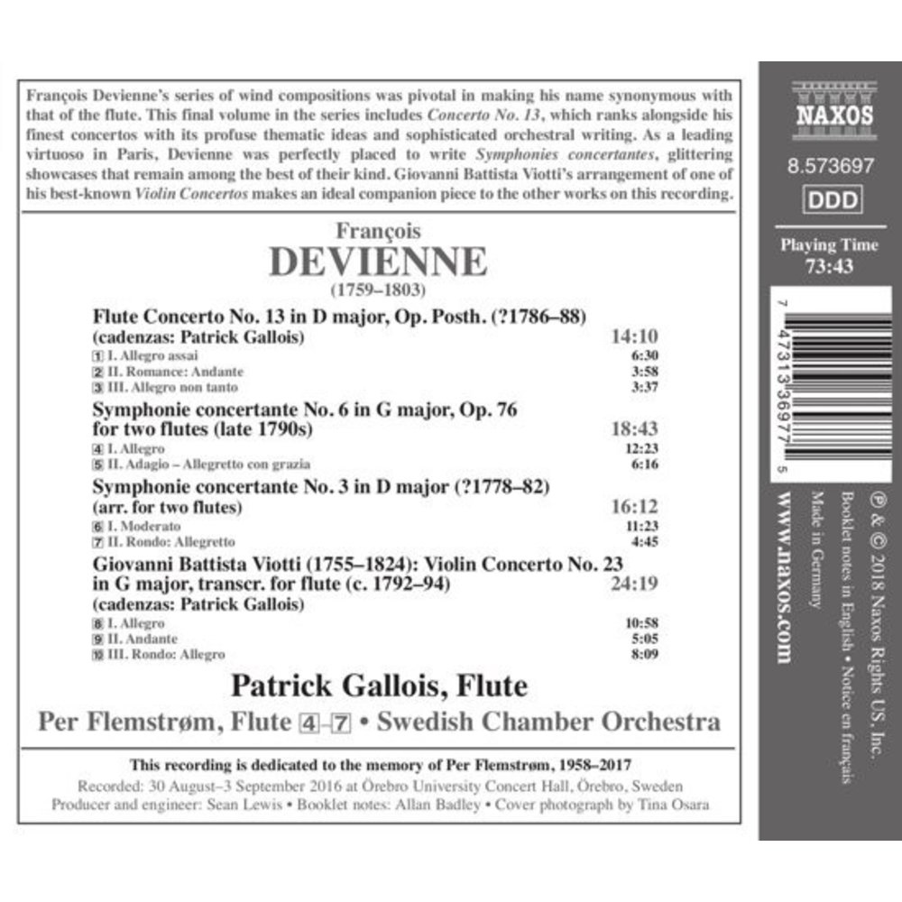 Naxos Devienne: Flute Concerto No.13, Symphonies concertantes