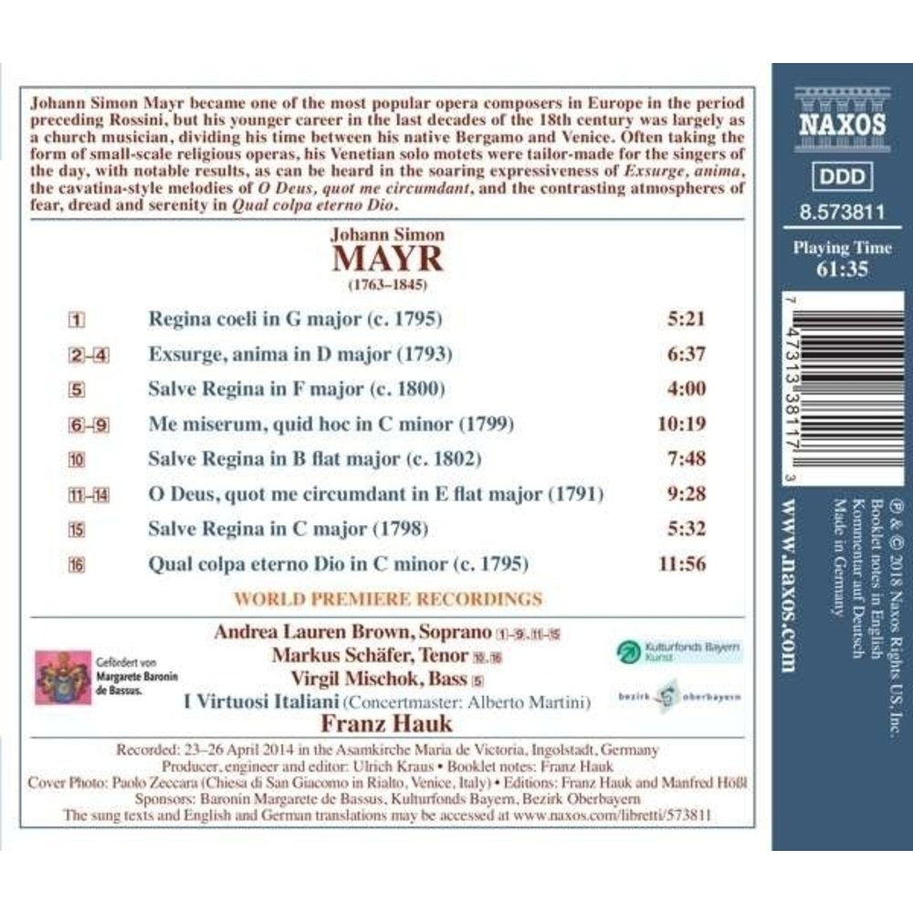 Naxos Mayr: Venetian Solo Motets