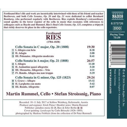 Naxos Ries: Complete Works for Cello, Vol. 1 Cello Sonatas