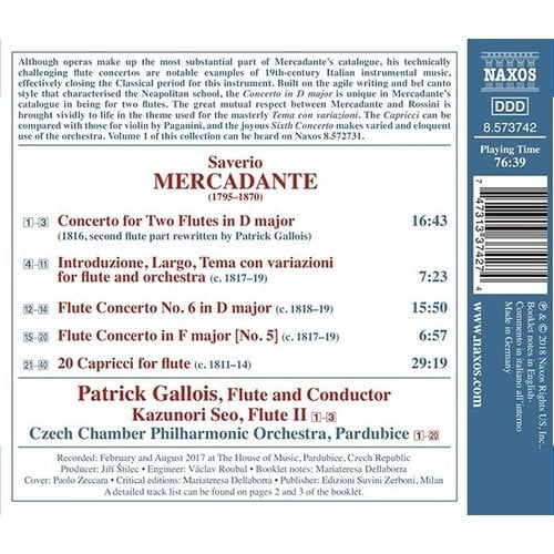 Naxos Mercadante: Concerto for Two Flutes