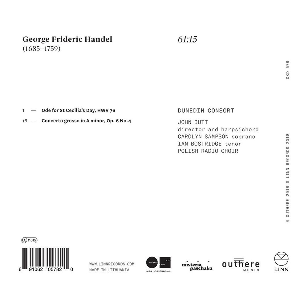 LINN RECORDS Händel: Ode for St Cecilia's Day, HWV 76