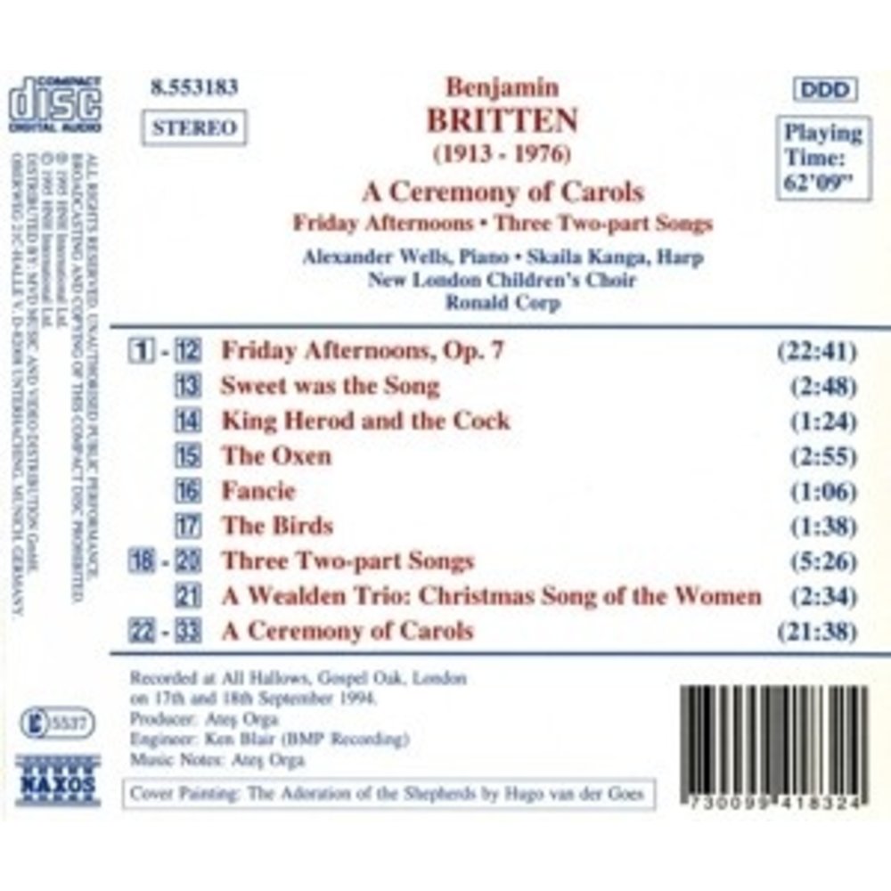 Naxos Britten: A Ceremony Of Carols