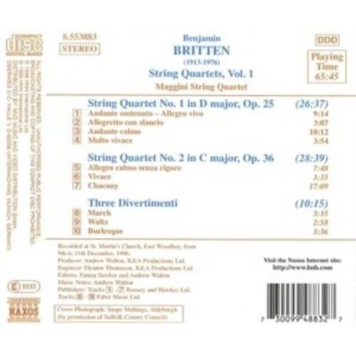 Naxos Britten: String Quartets Vol.1