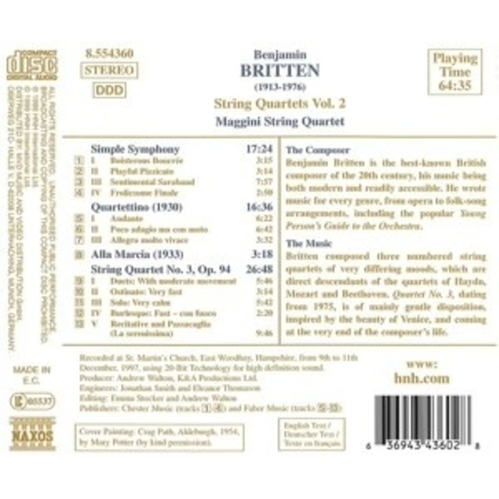 Naxos Britten: String Quartets Vol.2