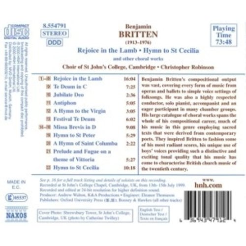 Naxos Britten: Rejoice In The Lamb