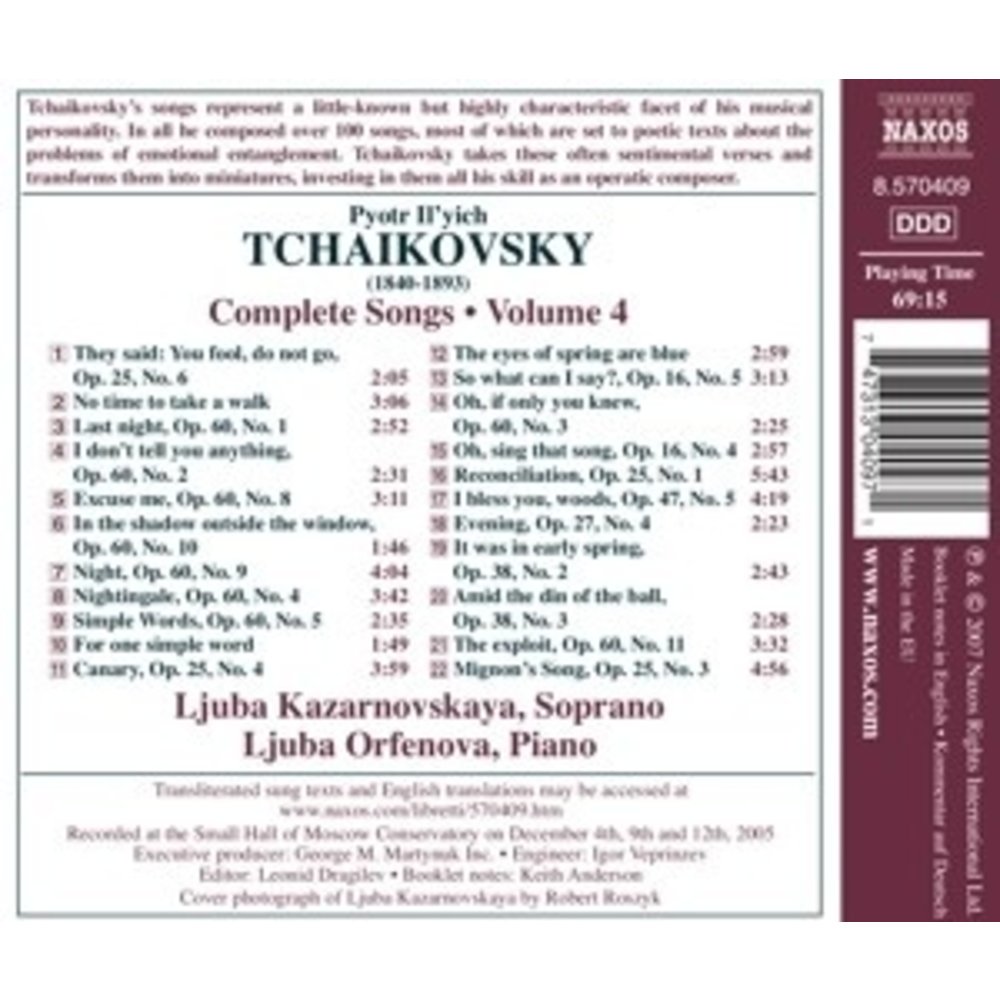 Naxos Tchaikowsky: Songs Vol.4