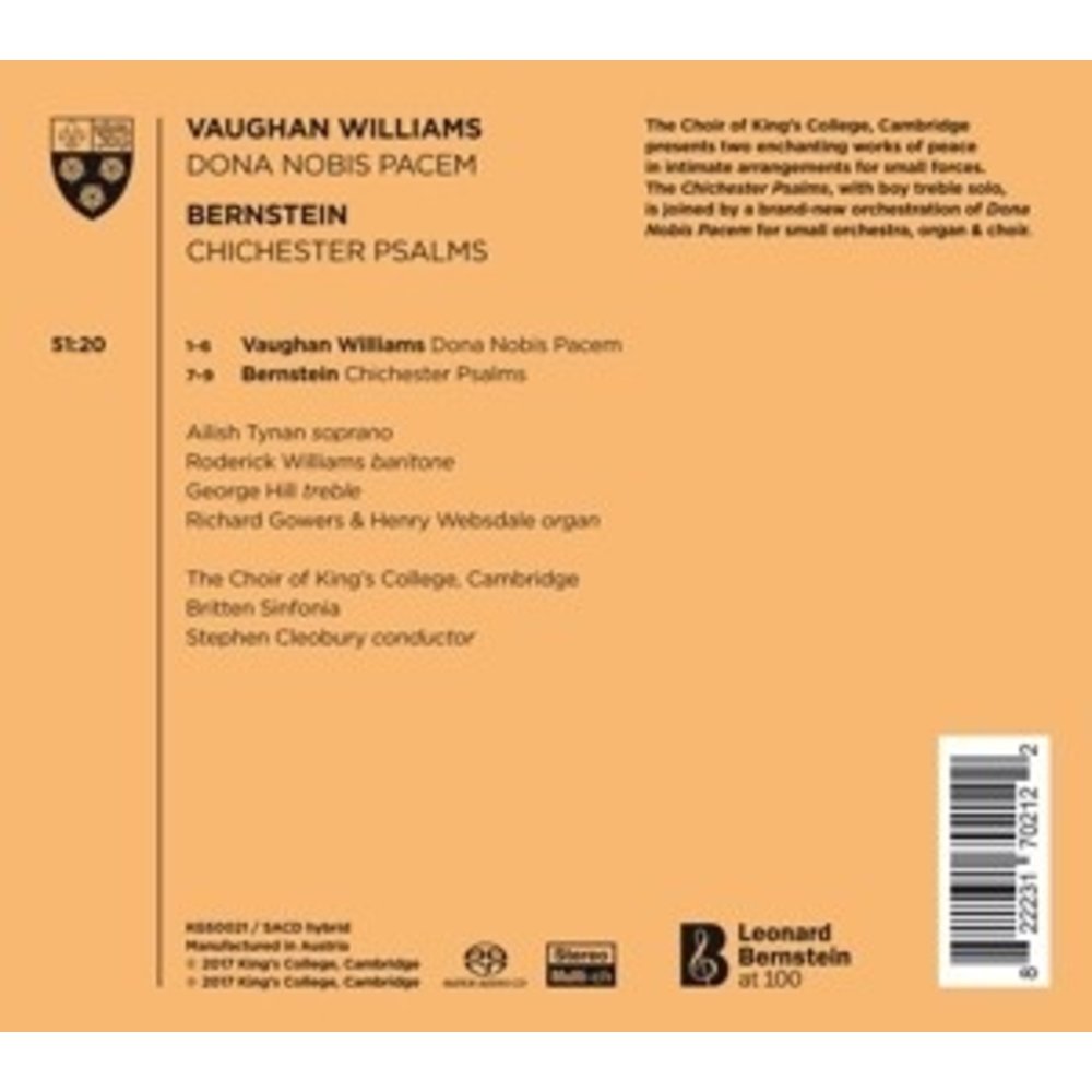 KINGS COLLEGE CHOIR CAMBRIDGE Chichester Psalms Dona Nobis Pacem