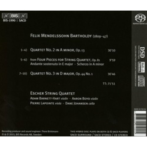 BIS Mendelssohn - String Quartets Vol. 2