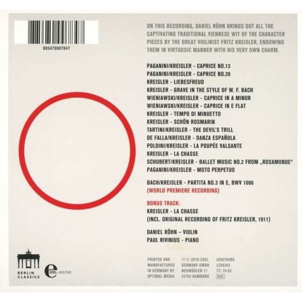 Berlin Classics Kreisler: The Kreisler Story - Daniel Röhn & Paul Rivinius