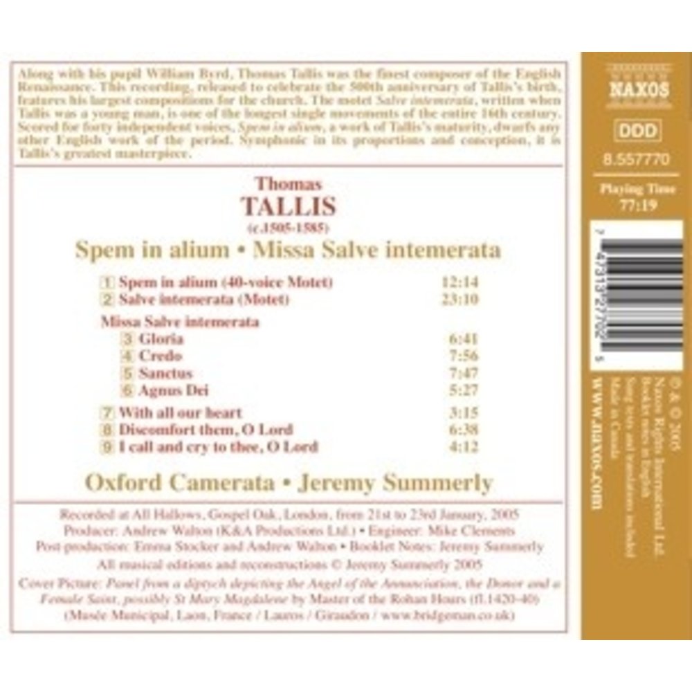 Naxos Tallis: Spem In Alium / Missa