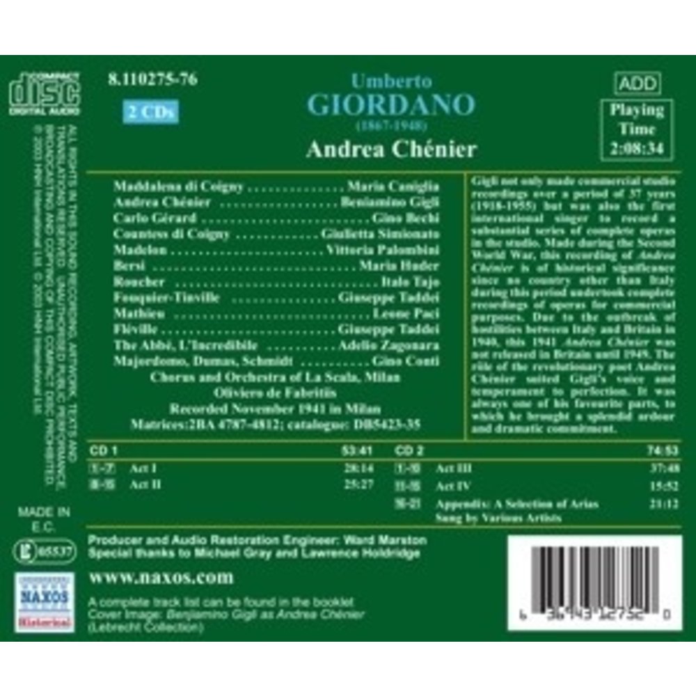 Giordano: Andrea Chenier