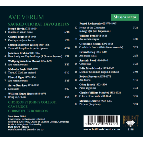 Brilliant Classics Ave Verum: Sacred Choral Favourites