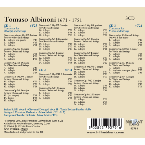 Brilliant Classics Albinoni: Complete Oboe Concertos