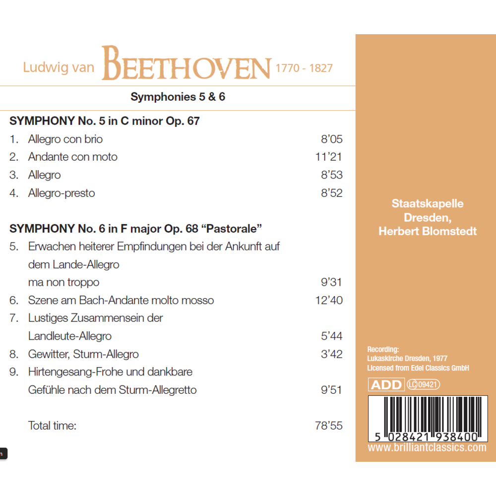 Brilliant Classics Beethoven: Symphonies 5 & 6