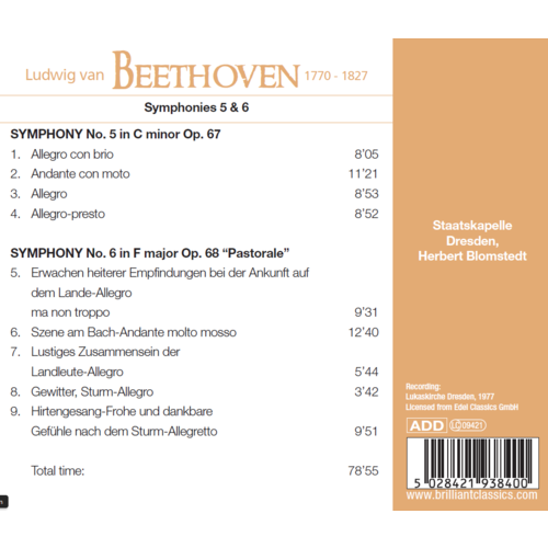 Brilliant Classics Beethoven: Symphonies 5 & 6