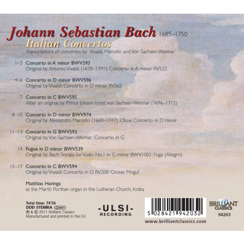 Brilliant Classics J.S. Bach: Italian Concertos