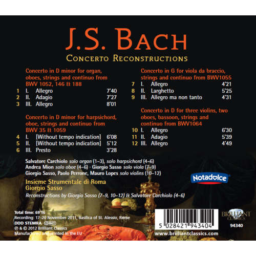 Brilliant Classics J.S. Bach: Concerto Reconstructions